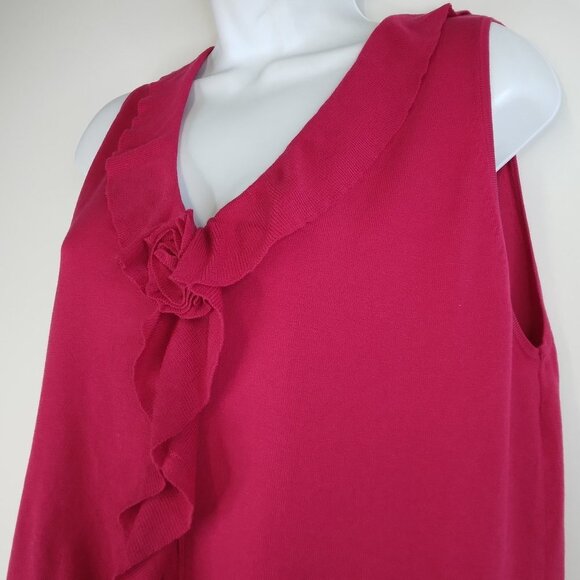August Silk Pink Ruffle Sleeveless Silk Blend Sleeveless Top Size XL - Picture 3 of 7